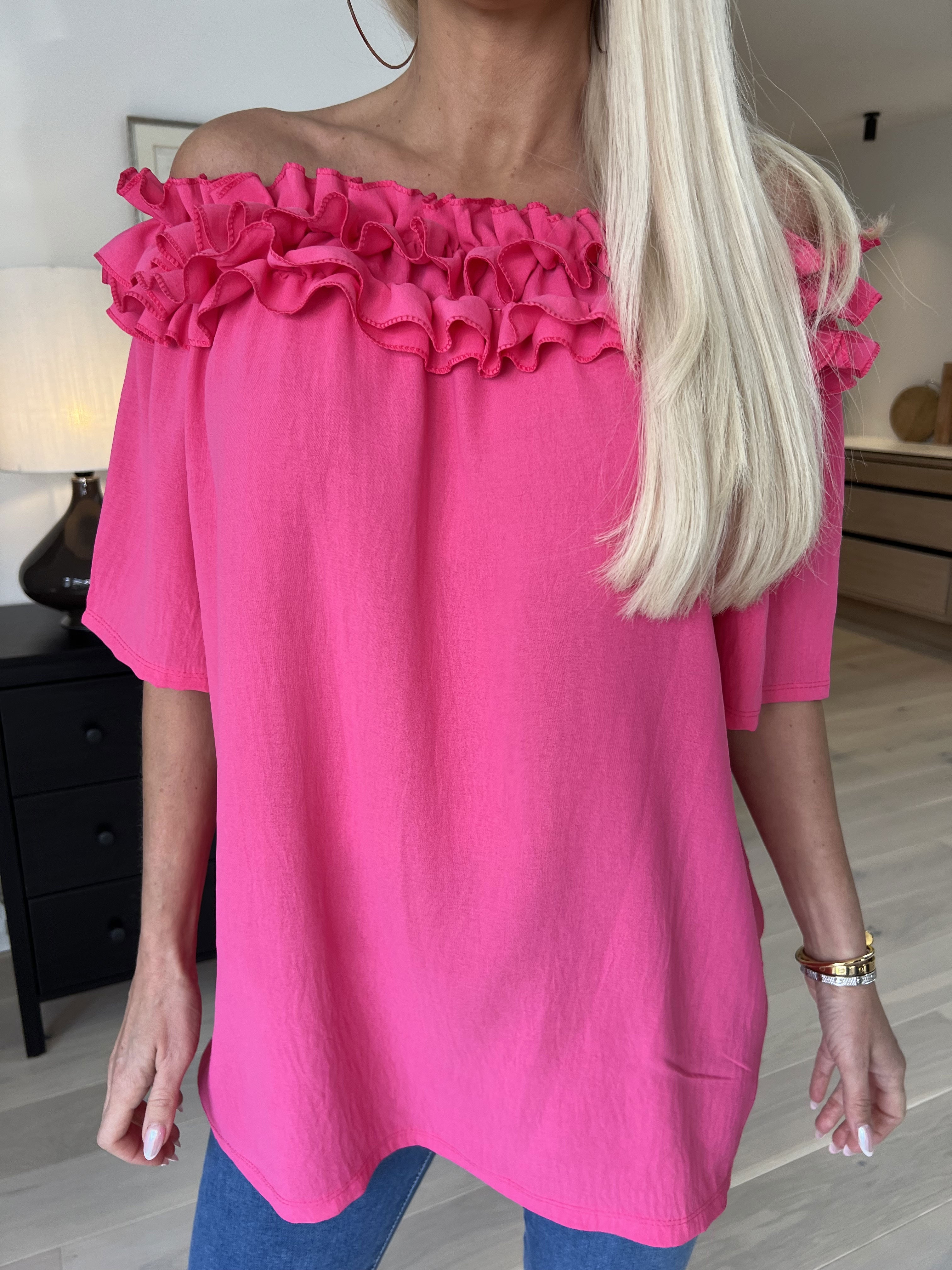 Chili Sleeveless - Finaste tunika med resår och volang i halsen